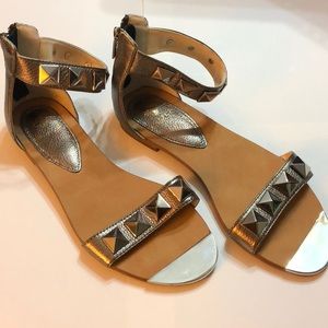Metallic Silver Pyramid Stud Sandals Size 7